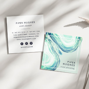 Seaglass Geode Square Business Card