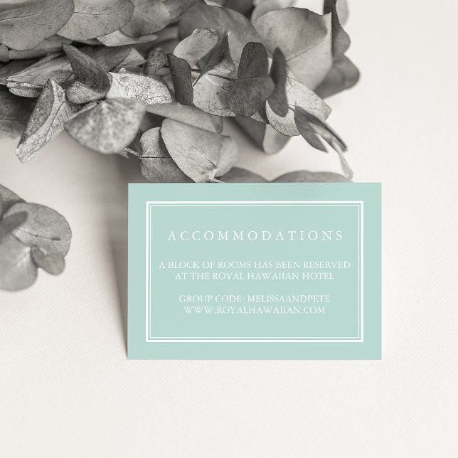 Seaglass Green Wedding Hotel Accommodation Cards (Creator Uploaded)