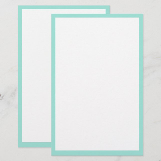 Seaglass Sea Green Border Light Custom Colour Cool Stationery (Front/Back)