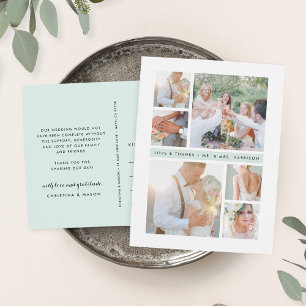 Seaglass Stripe   Wedding Photo Collage Thank You Postcard