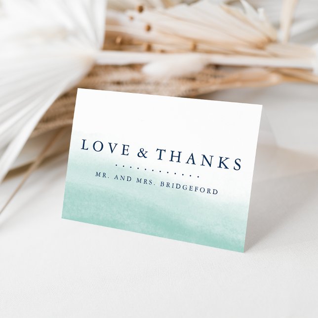 Seaglass Tides | Coastal Watercolor Wedding Thank You Card (Creator Uploaded)