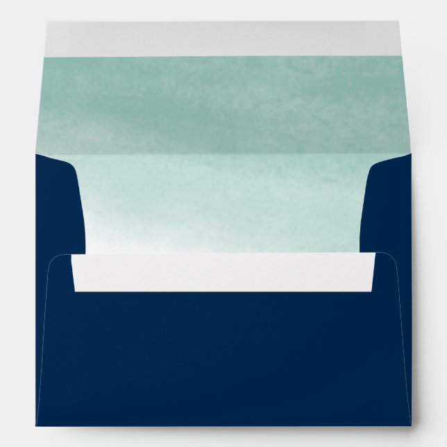 Seaglass Tides Navy and Green Watercolor Lined Envelopes (Back (Bottom))