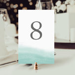 Seaglass Tides Table Number Card<br><div class="desc">Beachy chic table number cards in soft shades of seaglass green and white feature a watercolor wash at the bottom that evokes the ebb and flow of the tide,  with your table number in medium grey. Design repeats on reverse side. Coordinates with our Seaglass Tides wedding invitation suite.</div>
