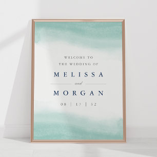 Seaglass Tides Watercolor Wedding Welcome Sign
