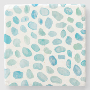 Seaglass Watercolor Marble Stone Coaster