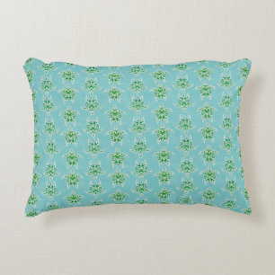 Seagreen Tribal Green Sea Turtles Decorative Cushion