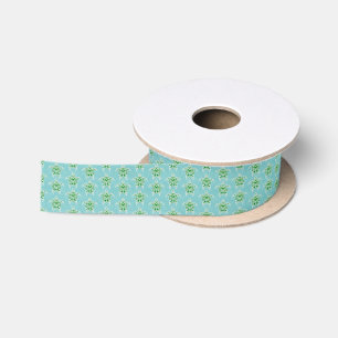 Seagreen Tribal Green Sea Turtles Satin Ribbon