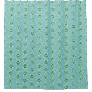 Seagreen Tribal Green Sea Turtles Shower Curtain
