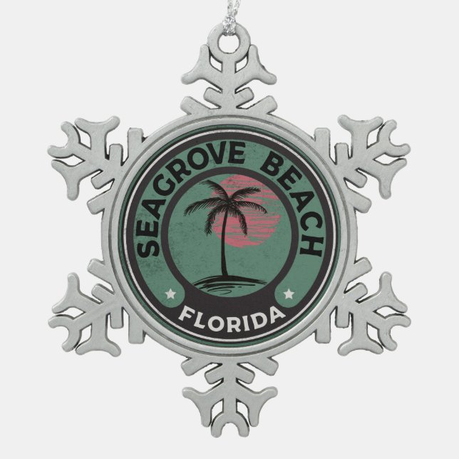 Seagrove Beach Florida 30A Emerald Coast 30 A Snowflake Pewter Christmas Ornament (Front)