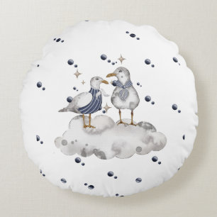 Seagull Adventure Baby – Nautical Nursery Round Cushion