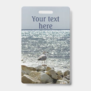 Seagull and sea ID badge