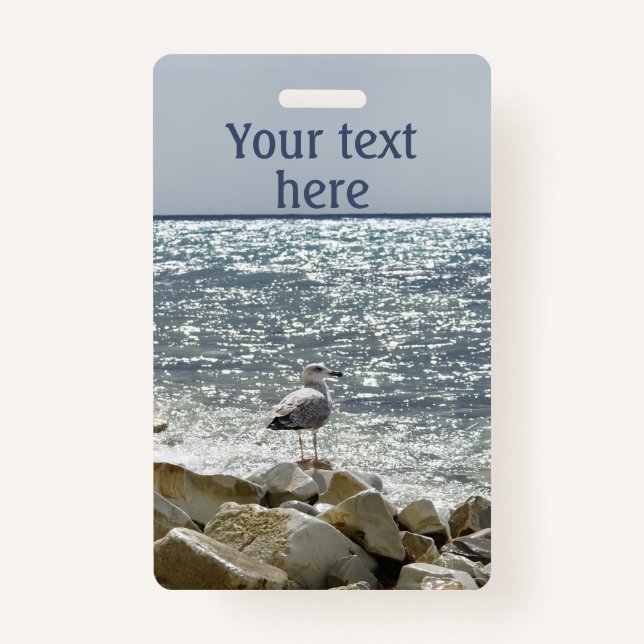 Seagull and sea ID badge (Front)