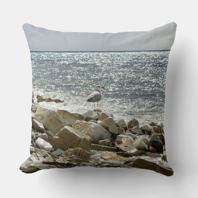 seagull and sea surf cushion (Front)
