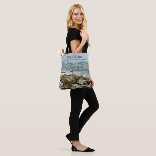 seagull and sea surf tote bag