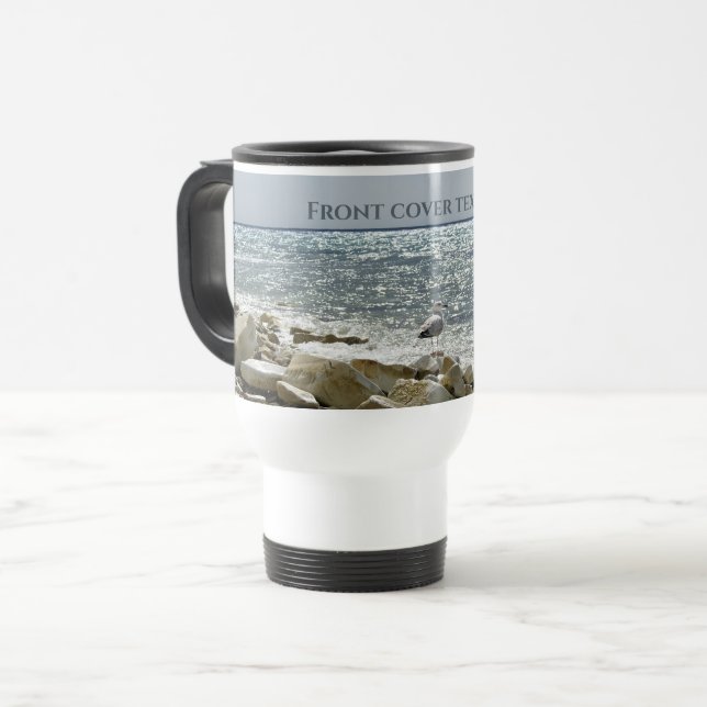 Seagull and sea travel mug (Front Left)