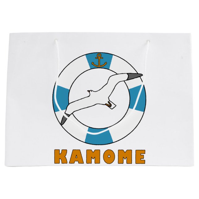 Seagull and Swim Ring Light Blue Large Gift Bag (Front)