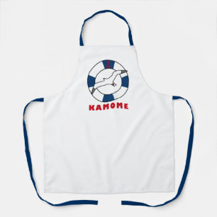 Seagull and Swim Ring Navy Blue Apron