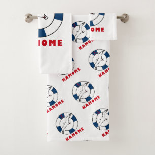 Seagull and Swim Ring Navy Blue Bath Towel Set