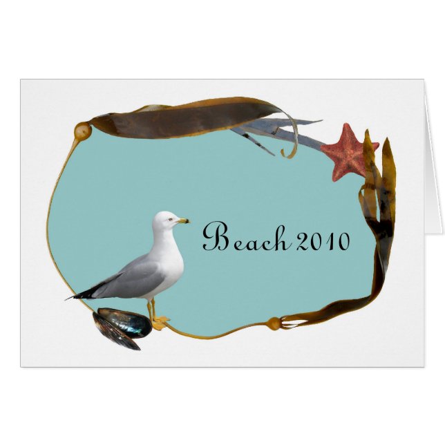 Seagull at Beach Card (Front Horizontal)