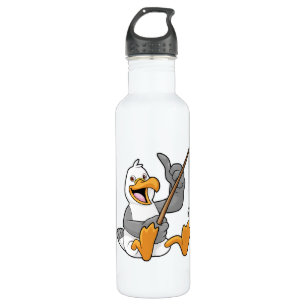 Seagull at Fishing with Fishing rod 710 Ml Water Bottle