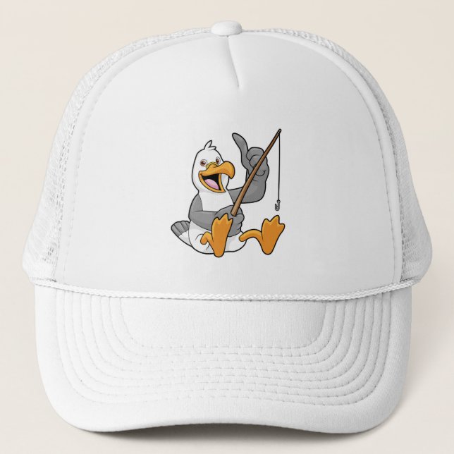 Seagull at Fishing with Fishing rod Trucker Hat (Front)