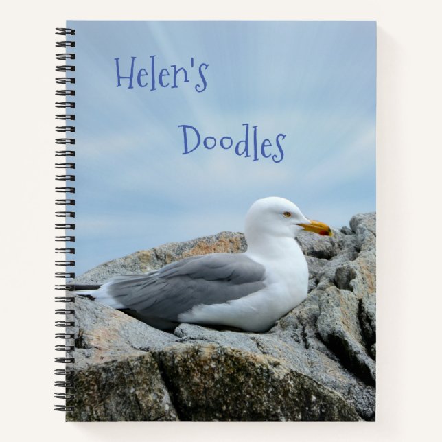 Seagull At Seashore Doodle Notebook (Front)