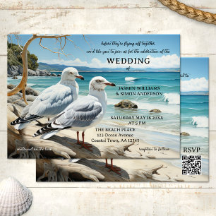 Seagull Beach Adventure All in One Wedding Invitation