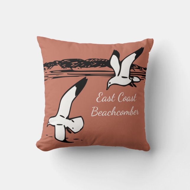 Seagull Beach East Coast Beachcomber pink pillow (Front)