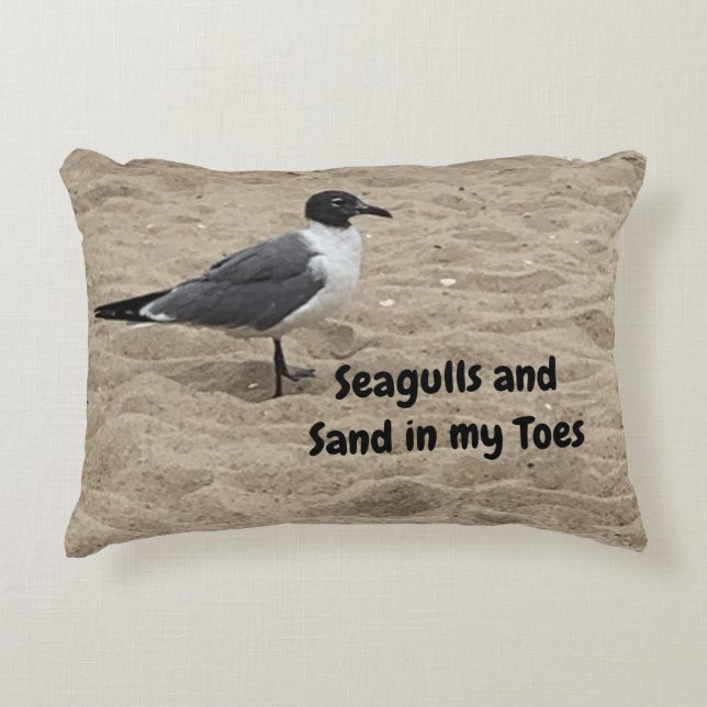 Seagull, Beach Sand, Beach Life, Beach Scene Decorative Cushion (Front)