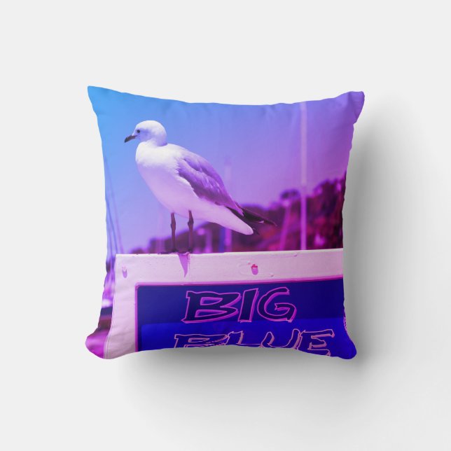 Seagull Big Blue Harbour Purple Blue Cushion (Front)
