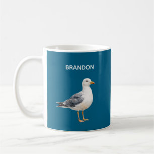 Seagull Bird Beach Ocean Coast Blue Watercolor Coffee Mug