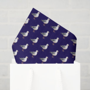 Seagull Bird Beach Ocean Coast Blue Watercolor Tissue Paper