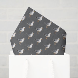Seagull Bird Beach Ocean Coast Grey Watercolor Tissue Paper