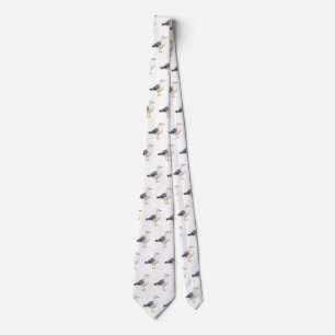 Seagull Bird Beach Ocean Coast White Watercolor Tie