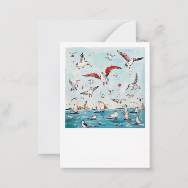 Seagull, bird, flying birds  card (Front)
