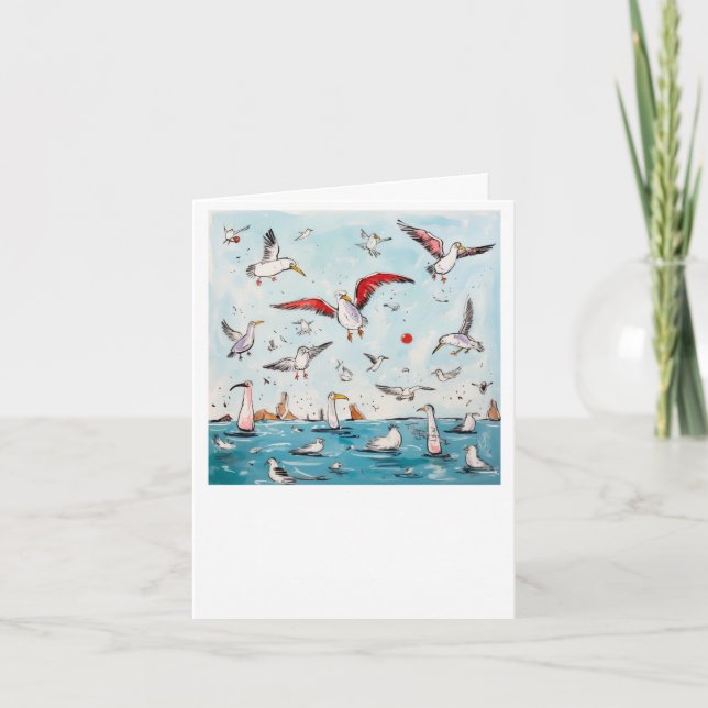 Seagull, bird, flying birds  card (Front)