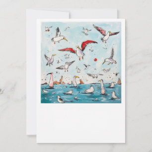 Seagull, bird, flying birds invitation