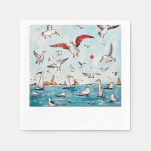 Seagull, bird, flying birds napkin