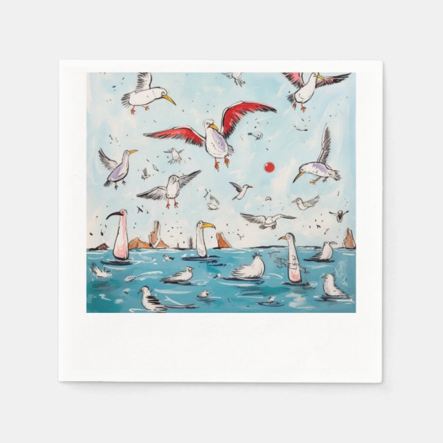 Seagull, bird, flying birds  napkin (Front)
