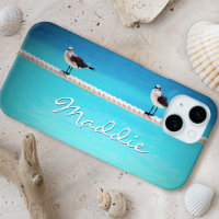 Seagull bird ocean photo custom name script modern