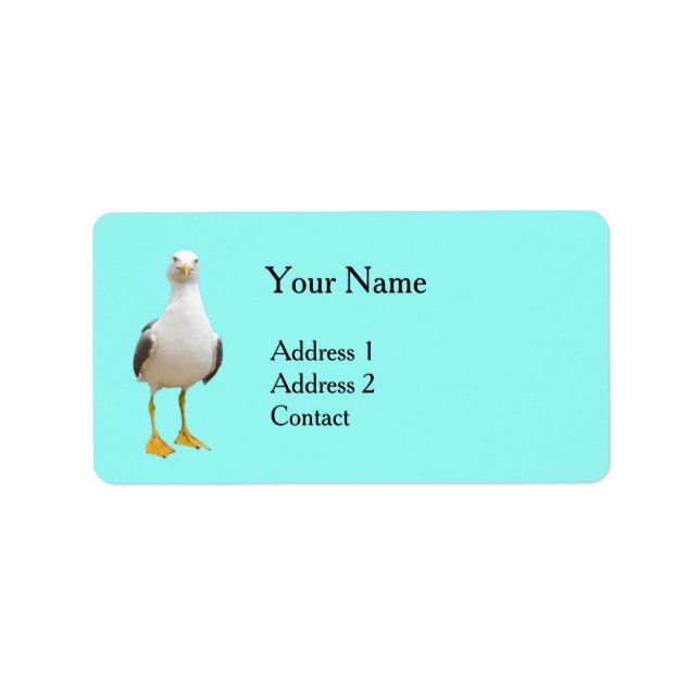 Seagull Bird on Turquoise Label (Front)