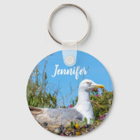 Seagull Bird Personalised Name Keychain