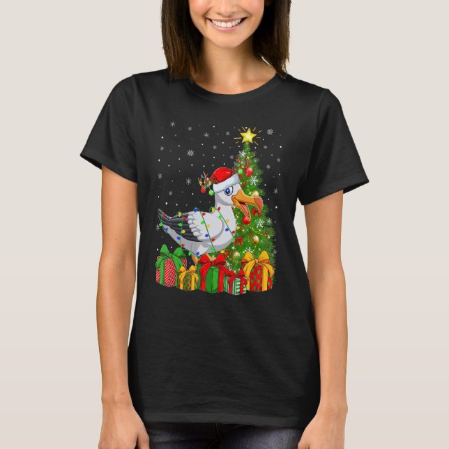 Seagull Bird   Xmas Holiday Santa Seagull Christma T-Shirt (Front)