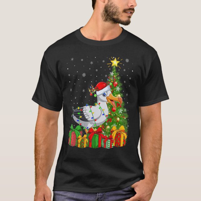 Seagull Bird   Xmas Holiday Santa Seagull Christma T-Shirt (Front)