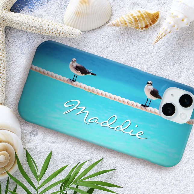Seagull birds ocean photo typography custom name Case-Mate iPhone case (Creator Uploaded)