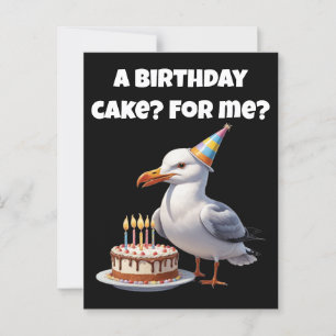 Seagull Birthday Surprise – Cake Not Safe! Postcard