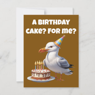 Seagull Birthday Surprise – Cake Not Safe! Postcard