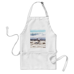 seagull by the ocean on the beach picture standard apron