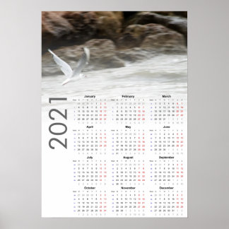 Seagull Calendar 2021 Poster - Monday first