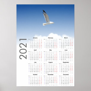 Seagull Calendar 2021 Poster - Monday first